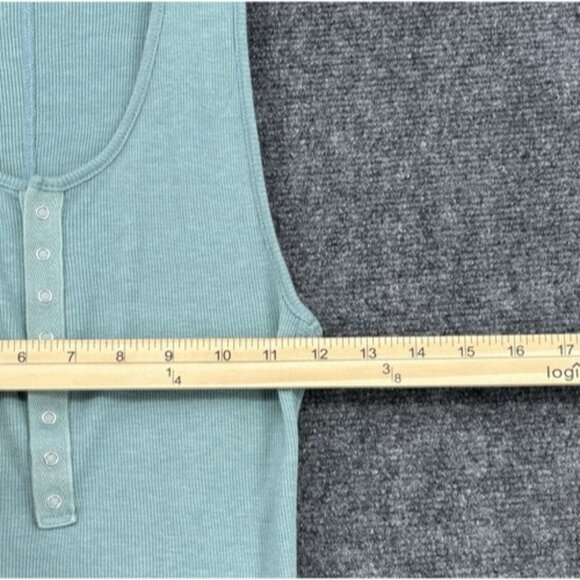 Free People Intimacy Ribbed Jersey Henley With Snaps Green XS - Picture 7 of 11